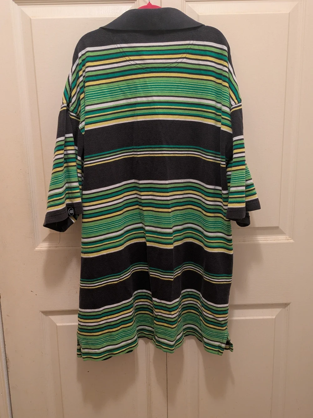 Vintage MECCA Green and Black Striped Men's Polo Shirt Size XXL